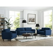 Studio Living Lorelei Mid-Century Modern Cushion Back Upholstered Sofa, Navy