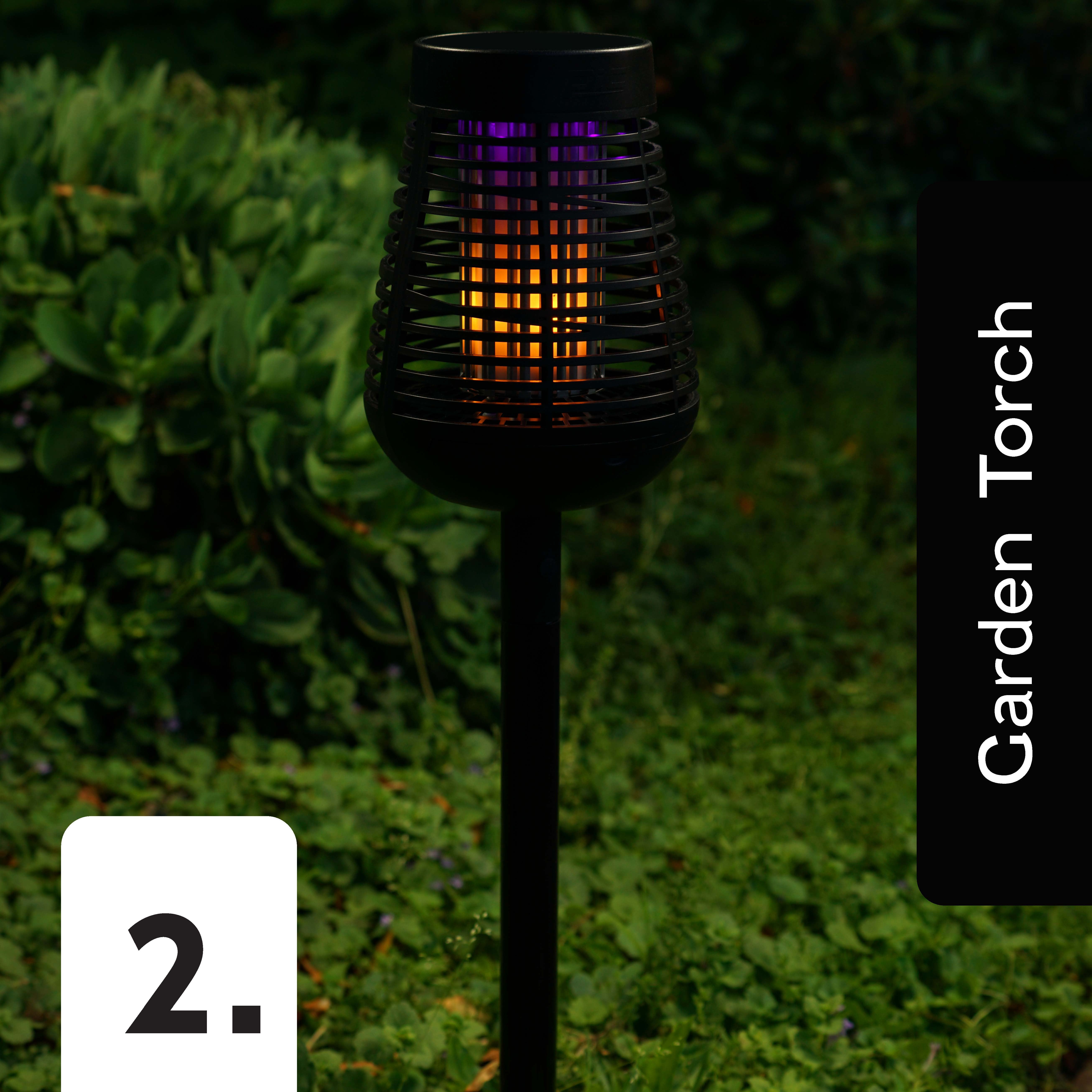 PIC Solar Insect Killer Torch with LED Flame Effect, Black Torch, Area Bug Zapper