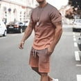 thumbnail image 2 of BiZtdJrK Men Summer 2 Piece Sets Casual Short Sleeve Tshirts Matching Drawstring Beach Shorts Sport Set Fashion Gradient Print Big and Tall Tracksuits Limited Time Sale Orange XXL, 2 of 6