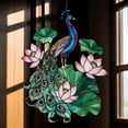 thumbnail image 4 of Peacock And Lotus Faux Stained Glass Acrylic Suncatcher - Elegant Bird Window Hanging - Garden Decor Gift For Nature Lovers, 4 of 4