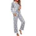 thumbnail image 3 of Pyjama à Manches Longues pour Femmes, Col Rond Doux, Étoile Rose, 3 of 5