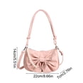 thumbnail image 3 of Bolso bandolera con lazo y correa ajustable para mujer, bolso de hombro de imitación cuero en negro blanco rosa para salidas diarias, 3 of 6