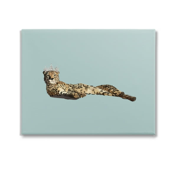 Stupell Industries Royal Leopard with Crown Animals & Insects Painting Gallery Wrapped Canvas Art Print Wall Art, 20 x 16