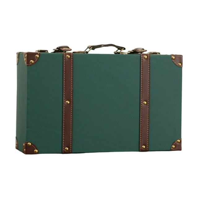 Miulika Valise Style Vintage Boîte de Rangement à Main pour Magasin Chambre Vitrine Verte 40cmx25cmx10cm
