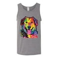 thumbnail image 3 of Smiling Dog | Colorful Neon Golden Retreiver | Dean Russo Art Animal Lover Mens Tank Top, Heather Grey, 3X-Large, 3 of 6
