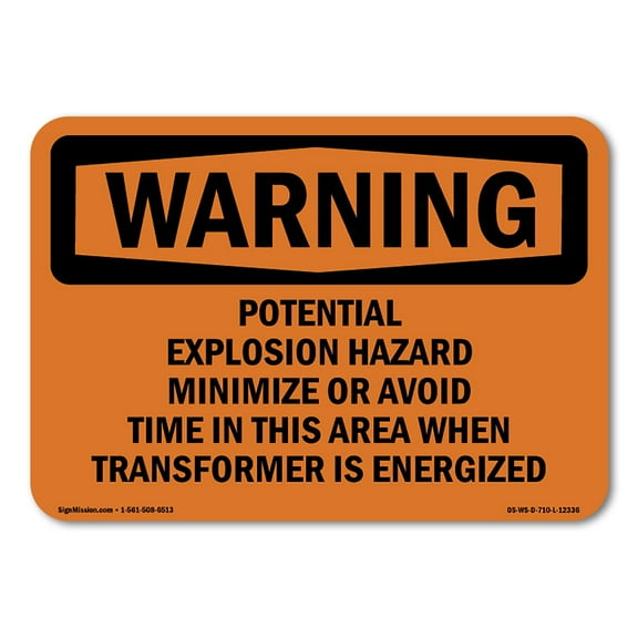 OSHA WARNING Sign - Potential Explosion Hazard Minimize Or Avoid | Aluminum Sign | Protect Your Business, Work Site, Warehouse | Made in the USA