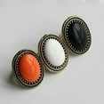 thumbnail image 5 of AYYUFE Ring Adjustable Big Oval Inlaid Alloy Natural Gem Stone Ring for Dating Alloy White, 5 of 8