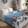 thumbnail image 2 of Throw Blanket Fleece Throw Blanket 40x50in, Christmas Snowman Gradient Blue Soft Lightweight Bed Blankets Xmas Bird Pine Tree Snow Fuzzy Couch Blankets for All Season, 2 of 8