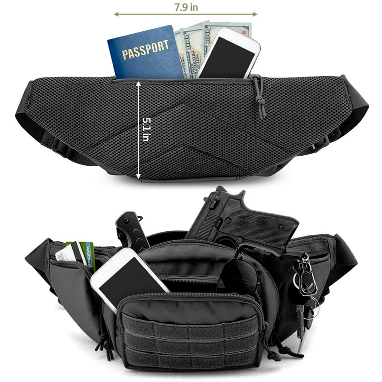 Modular System Waist Bag Belt Pack Hip Pocket MOLLE Travel Hiking Black