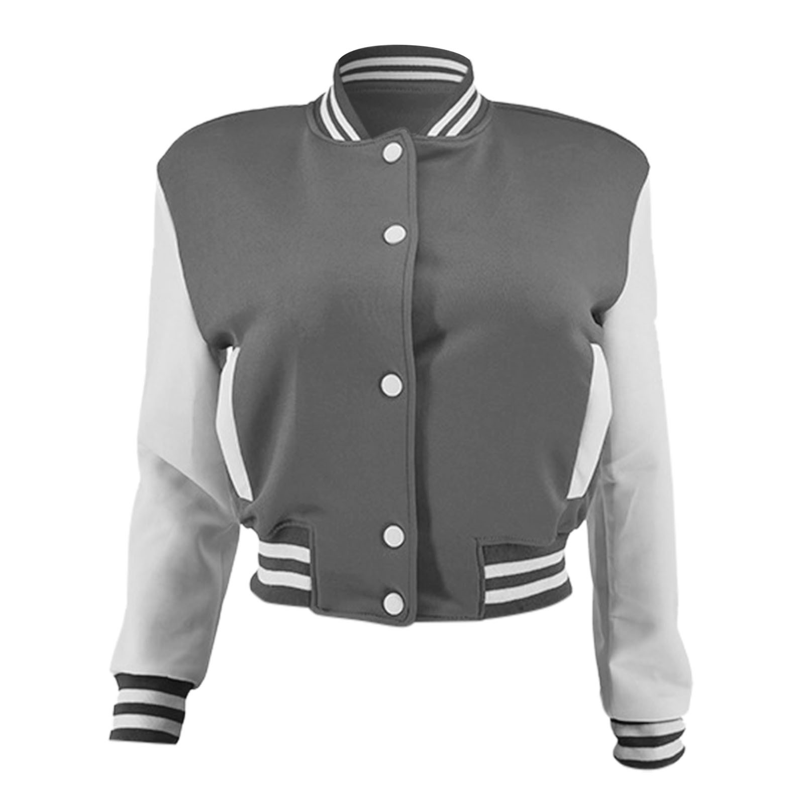 Light Jacket for Women Casual Jackets under Fashion Women Autumn Casual Patchwork Stand Collar Button Long Sleeve Pocket Coat Baseball Jackets Fashion Umbrella Women - image 5 of 6