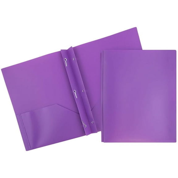 JAM Paper Medium Weight Plastic School Folder with Clasps, Purple, 6/Pack
