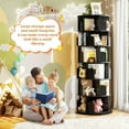 thumbnail image 3 of Aheaplus 6 Tier Rotating Bookshelf, Wood Spinning Bookshelf Tower, Round Revolving 360 Bookcase, Narrow Turning Book Shelf Rolling Corner Organizer for Small Space, Bedroom, Office, Black, 3 of 14