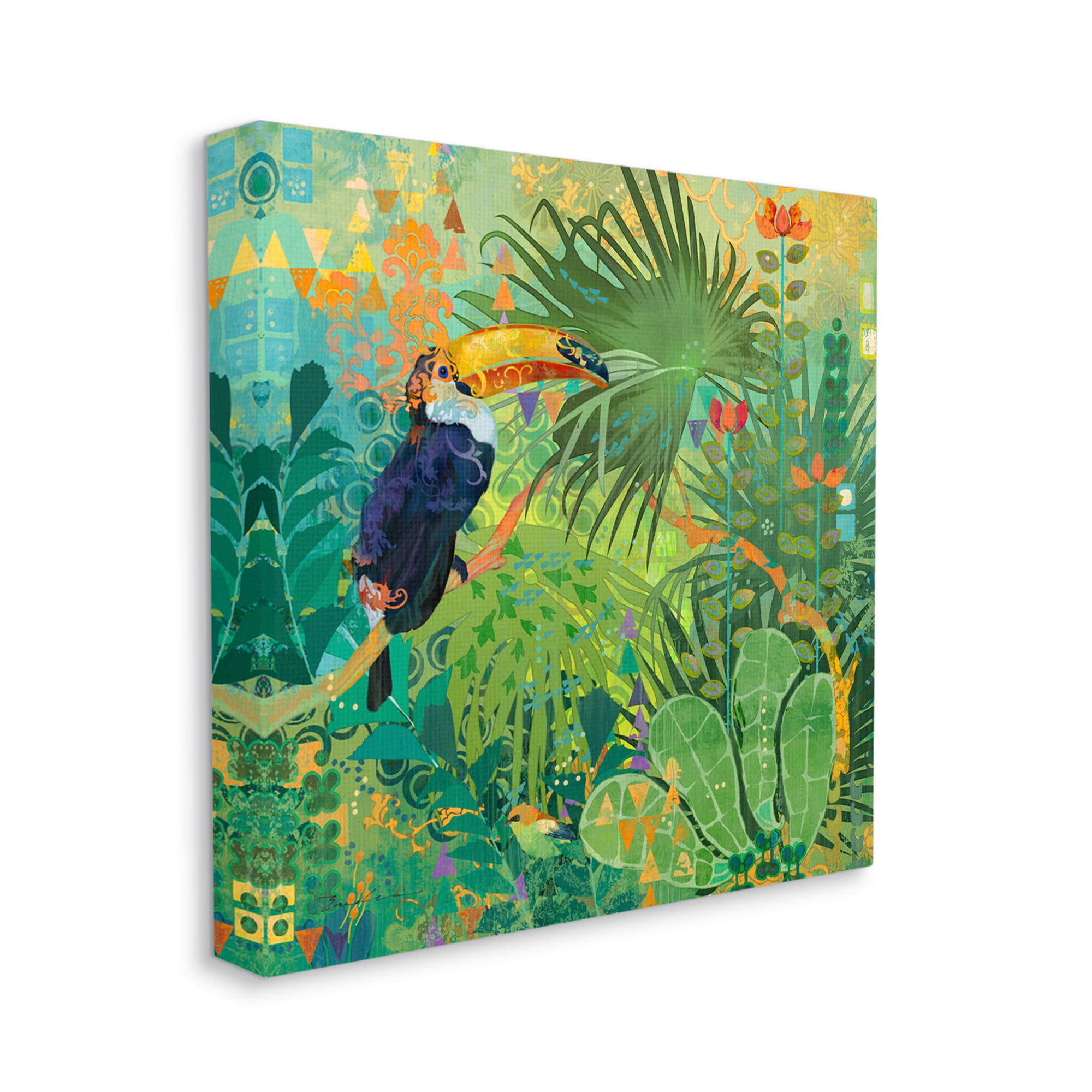 Stupell Industries Toucan Rainforest Nature Animals & Insects Painting Gallery Wrapped Canvas Art Print Wall Art, 36 x 36