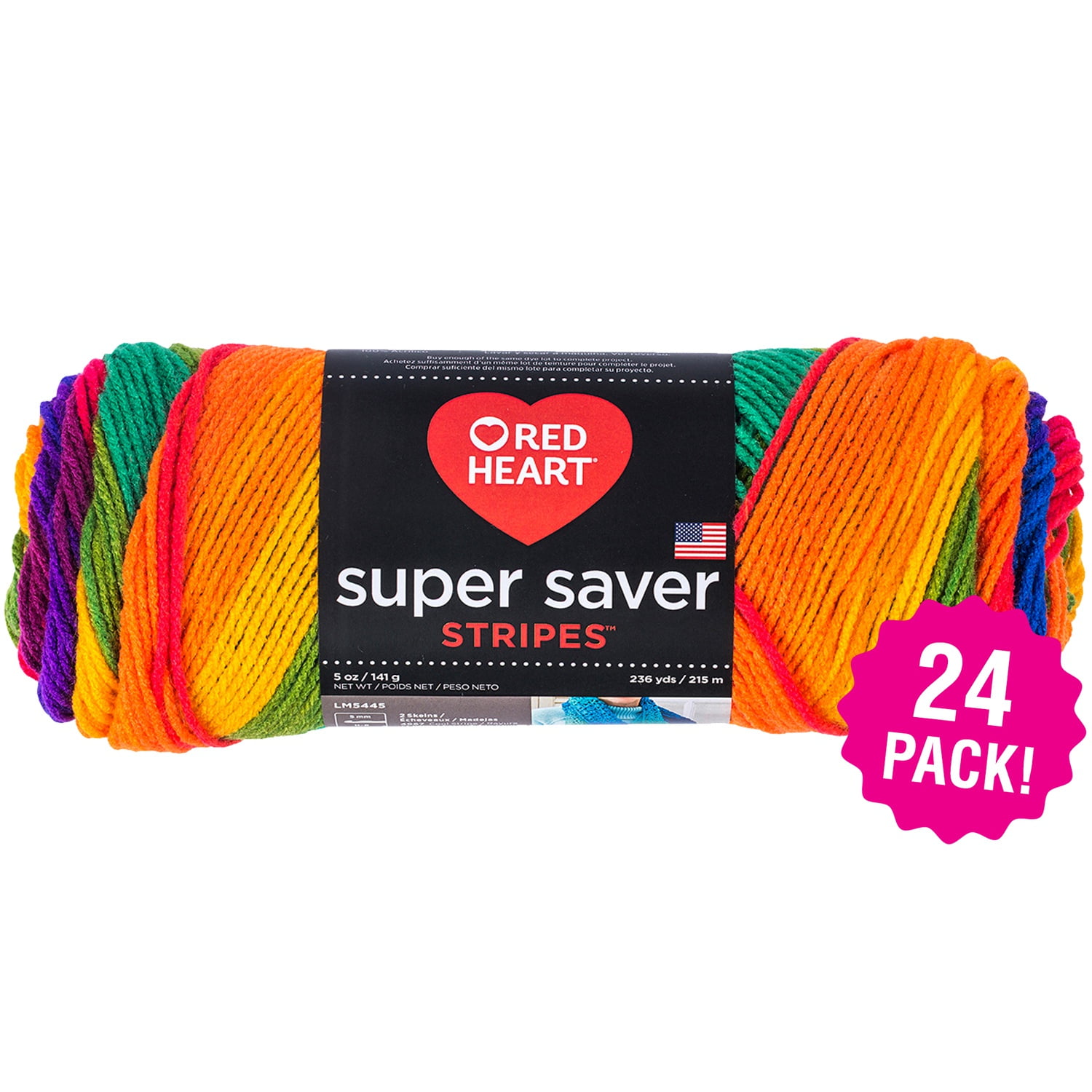 3 Pack-Red Heart Super Saver Yarn-Primary Stripes E300-3954