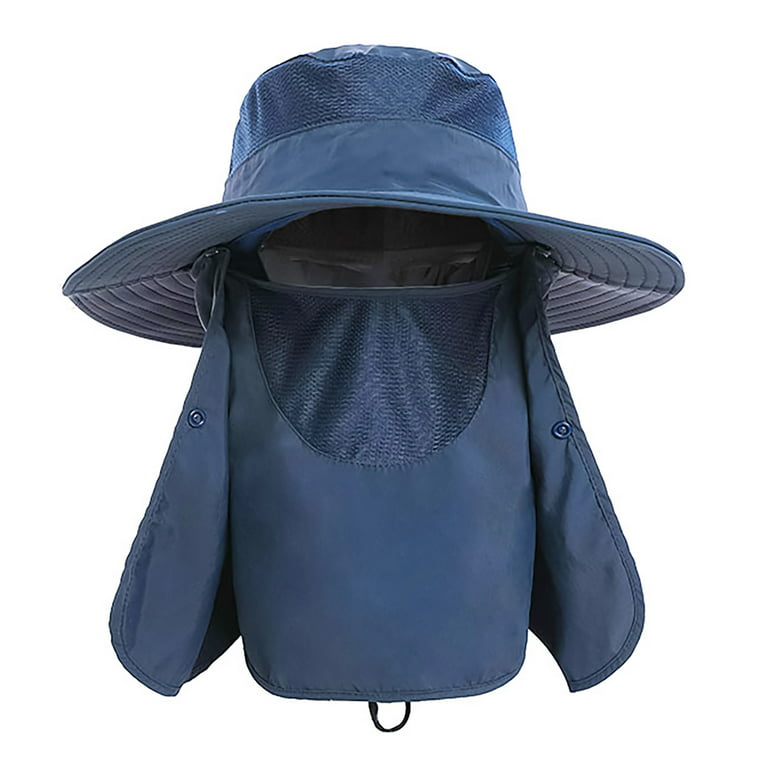 Manunclaims Fishing Hat for Men & Women, Outdoor UV Sun Protection Wide Brim Hat with Face Cover & Neck Flap, Adult Unisex, Size: One size, Blue