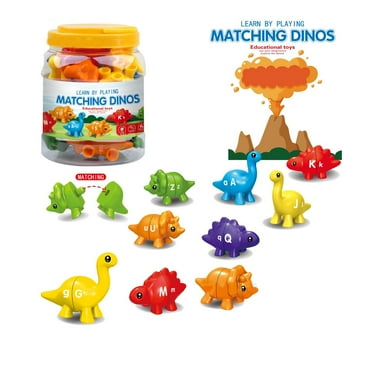 SNNROO Alphabet Learning Toys,Dinosaur Color Sorting Matching Letter Game for Toddlers, ABC Fine Motor Skills Toys, Preschool Kindergarten Learning Activities Classroom Must Haves