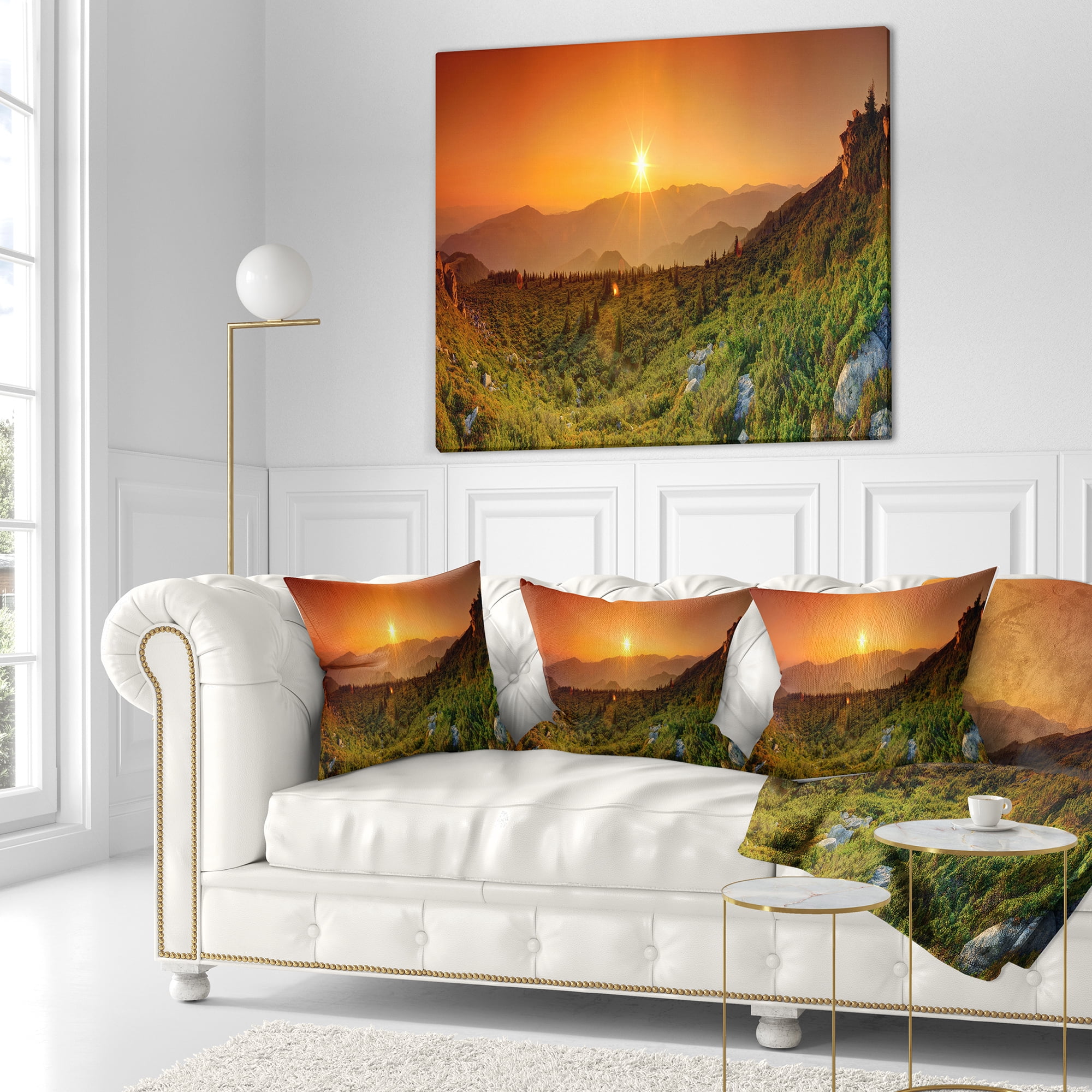 Designart Summer in Mountains Panorama - Abstract Throw Pillow - 18x18