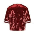 thumbnail image 4 of Sequin Tops for Women Party Night Fashion Crew Neck Graphic Print Casual Loose Short Sleeve T Shirts Y2K Blouses (Red,XL), 4 of 5