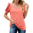 thumbnail image 2 of Birdeem Mode Femmes Été Col en V Uni Manches Courtes Aguichant Haut Blouse, 2 of 12