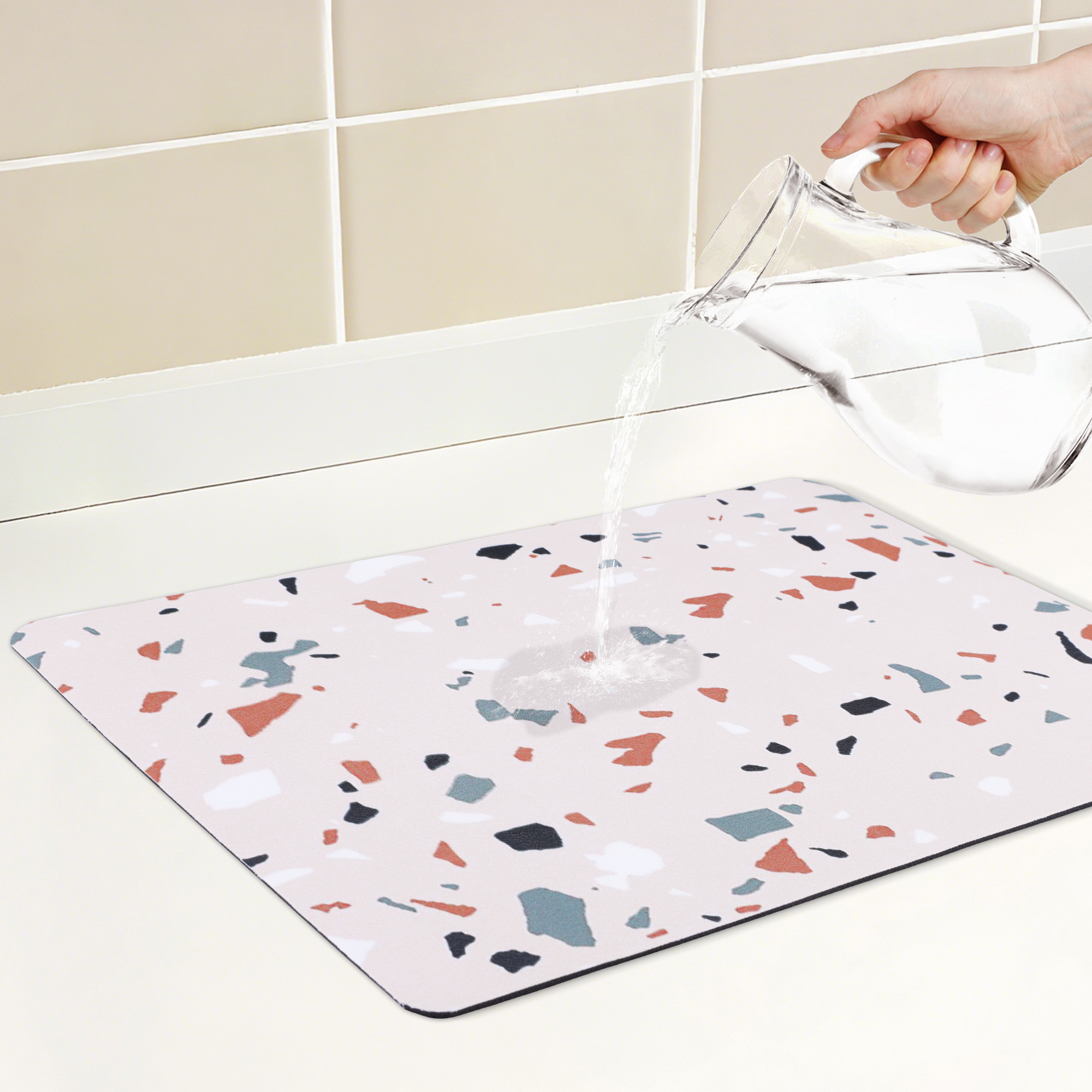 Unique Bargains Absorbent Dish Drying Mat for Kitchen Counter Colorful 15.7*11.8 inch