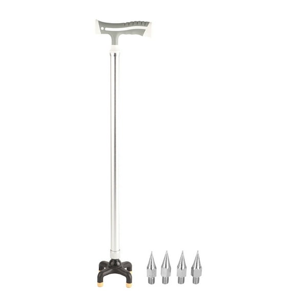 Bastón de aleación de aluminio para personas mayores, altura ajustable, antideslizante, con muletas de cuatro patas
