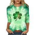 thumbnail image 2 of Ounisa St Patty's Day Shirt Women 2025 Casual Plus Size 3/4 Sleeve Irish Clover Shirts Funny Saint Patrick's Tunic Tops, 2 of 4
