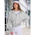 thumbnail image 6 of Female Zip Up Hoodies Cropped Sweatshirts Casual Comfy Cute Zip Jackets Fashion Trendy Fall Outfits Light Grey S, 6 of 10