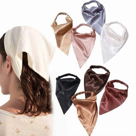 Yoyauz Solid Color Color Cloth Bandana Headband Triangle Chiffon Silk Blank Flat Scarf Elastic Handkerchief Turban Turban Turban Turban Neck Scarf Ladies Girls Headband