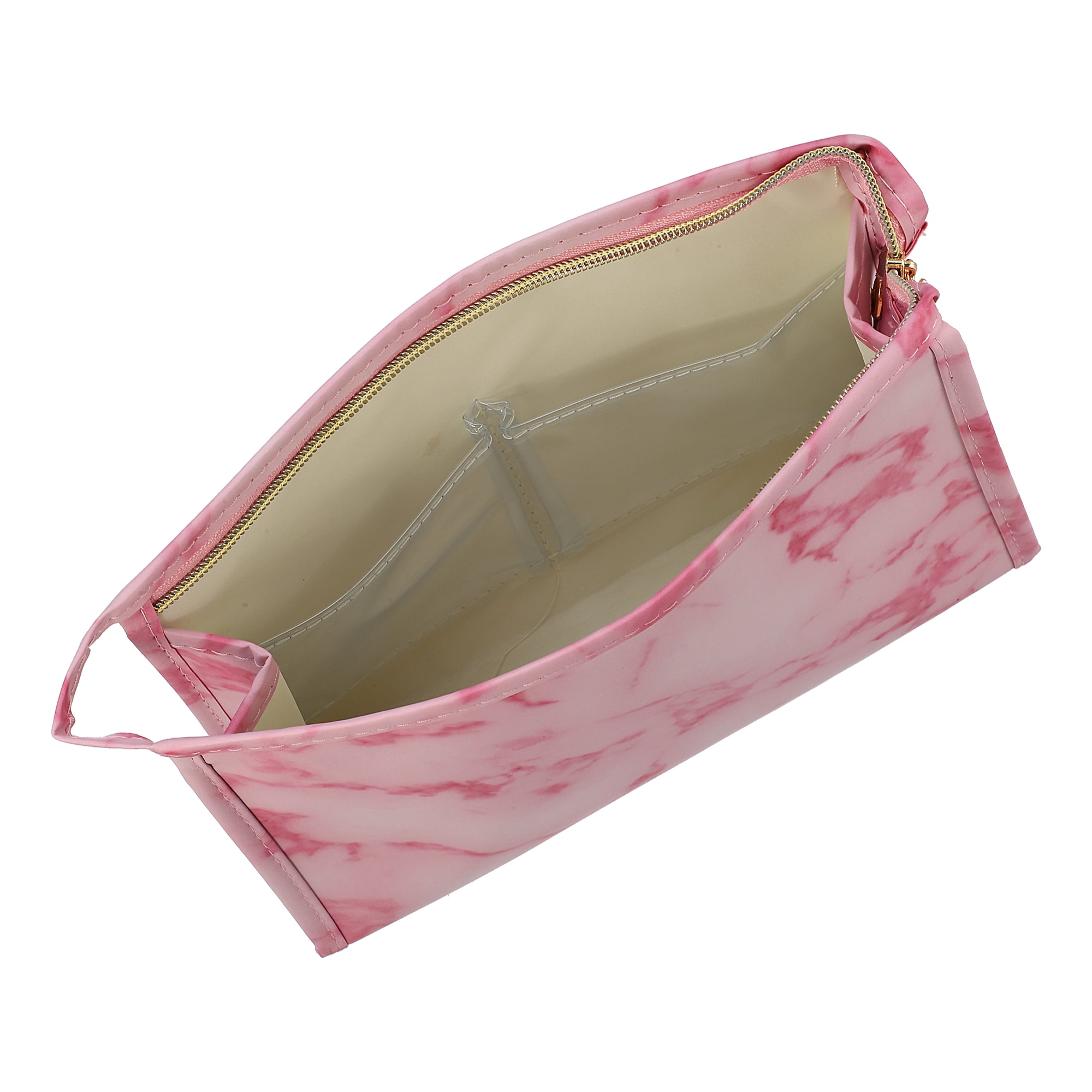 Unique Bargains Floral Makeup Bag Zipper Flower Cosmetic Pouch Pink