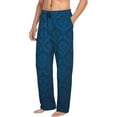 thumbnail image 2 of Uemuo Dark Blue Pattern Men's Wide Leg Palazzo Lounge Pants with Pockets Light Weight Loose Comfy Casual Pajama Pants-X-Large, 2 of 9