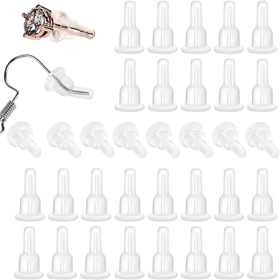 100Pcs Silicone Earring Backs, Soft Clear Earring Stoppers for Studs and Hooks, Secure Earring Backings for Sensitive Ears