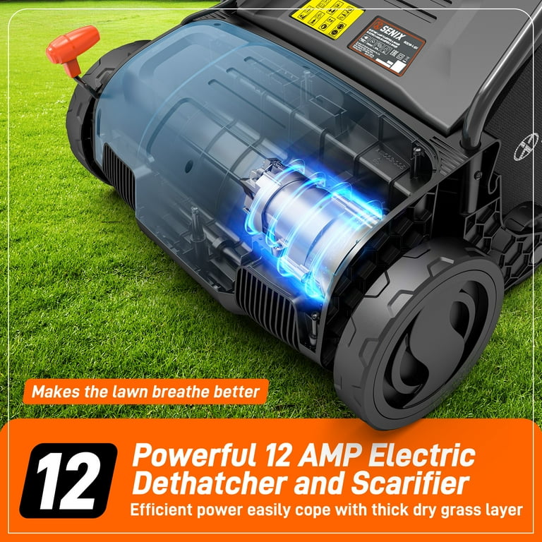 Senix, Corded Dethatcher and Scarifier, 12.6 inches, 12 Amp
