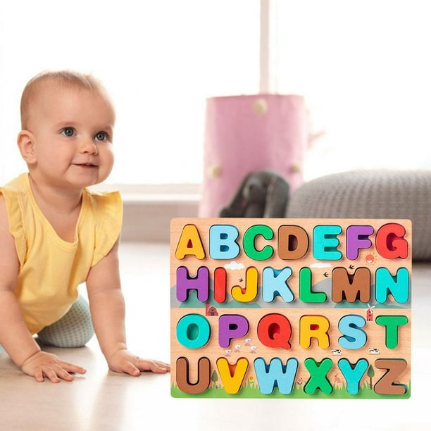 Rompecabezas con clavijas de madera Montessori Clasificación de aprendizaje Alfabeto perfke Bloques de rompecabezas a juego