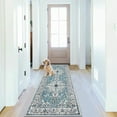 thumbnail image 6 of Findosom 2'x6' Vintage Boho Runner Rug Washable Non-slip Area Rug,Hallway Indoor Farmhouse Bedroom Kitchen Living Room Non Shedding Runner, Contemporary Low Plie Floor Carpet Doormat,Teal, 6 of 9