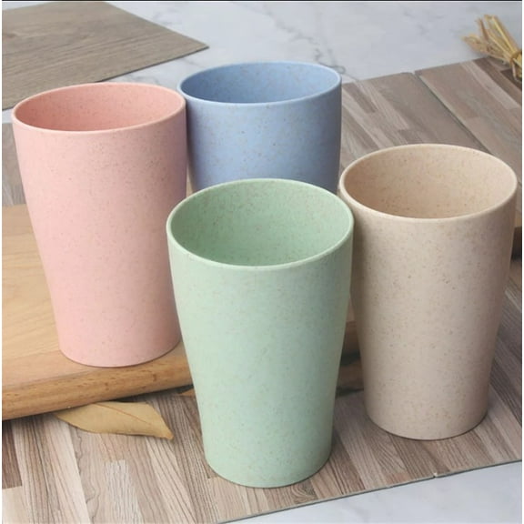Artrylin 4Pcs Wheat Straw Cup for Kids, Reusable Party Supplies Bright Color 200-300ml Juice Drinks Cup Plastic Cups Home Use