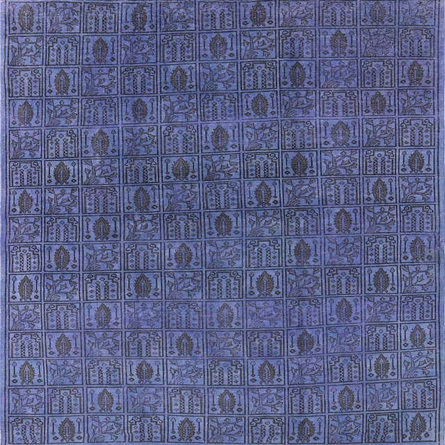 Ahgly Company Machine Washable Indoor Square Industrial Modern Purple Haze Purple Area Rugs, 7' Square