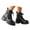 Black, variant on Women's Combat Ankle Boots Lace up Platform Dress Booties Buckle Rivets Punk Goth Shoes with Zipper