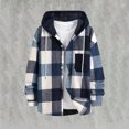 thumbnail image 2 of Lcziwo Men's Plaid Flannel Hoodie Jacket Lightweight Thin Long Sleeve Jacket Button Down Thicken Pockets Tops Casual Trendy Fall 2025 Outerwear Navy,M, 2 of 8