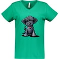 thumbnail image 3 of Inktastic Black Doodle Puppy Women's V-Neck T-Shirt, 3 of 5