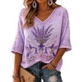 thumbnail image 2 of Womens Tops Purple Ribbon Alzheimer'S Awareness Support 3/4 Length Sleeve T-Shirts Soft Alzheimers Shirts, 2 of 4