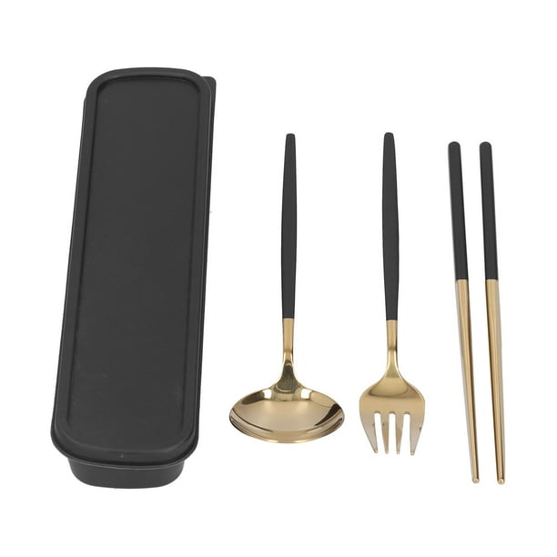 Utensilios de viaje, 3 piezas/juego de utensilios de juego de tenedor y cuchara de viaje de acero inoxidable, diseño fácil de usar