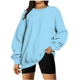 thumbnail image 2 of VANLOFE Women's Solid Color Long Sleeve Sweatshirt Crewneck Sweatshirt for Women Women's Soft Trendy Sky Blue Sweatshirt 2XL, 2 of 6