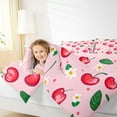 thumbnail image 5 of Manfei Sweet Cherry Queen Comforter Set,Rustic Flower Floral Bedding Sets,Pink Red Green Bedding Comforter Set For Girls,Ultra Soft Home Decor Reversible,3pcs, 5 of 9