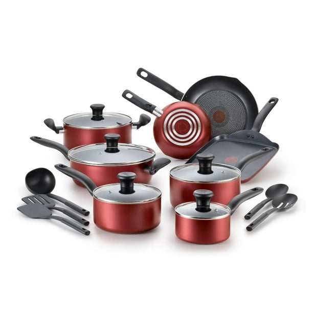 Juego de utensilios de cocina T-Fal Initiatives, antiadherentes, 18 piezas, rojo