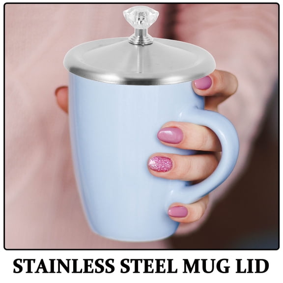 MEIBUTYUP Stainless Steel Cup Lid, Universal Fit for Travel Mugs, Tumblers, Coffee Cups, Spill-Proof and Cover