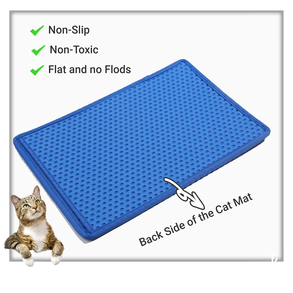 2-Layer Cat Litter Mat Litter Trapper Blue Traps Litter from Box, Soft on Kitty Cat Paws Honeycomb Double-Layer, Helps to Waste Less Litter on Floors Size 21" X 14" 2-Layer Cat Litter Mat Litter Trapper Blue Traps Litter from Box, Soft on Kitty Cat Paws Honeycomb Double-Layer, Helps to Waste Less Litter on Floors Size 21" X 14"