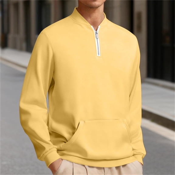 Mens Big & Tall Sweatshirts with Zipper and Pocket Plus Size S-5X Fleece Lined Shirts Long Sleeve Pullover Mock Neck Thermal Workout Sweatshirt Tops