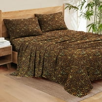 Queen Bed Sheet Set - Luxury Bedding 500 Thread Count Pure Egyptian Cotton 4 Piece Sheet Set Queen Size Fit Up 15" Inch to 18" Inch Deep Pocket, Leopard Print Color