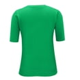 thumbnail image 5 of BRDFRL Womens 2025 Spring Short Sleeve Crew Neck Striped Pullover Sweater Business Casual Ribbed Knit Tops Green 2XL, 5 of 8