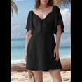 thumbnail image 2 of Vestido Mini Elegante con Escote en V Profundo y Lazo en Color Negro L, 2 of 8